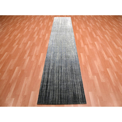 Modern and Contemporary Wool Hand Knotted Rug Grey No Border 2.6X12.6 -O075263