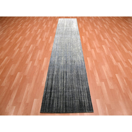 Modern and Contemporary Wool Hand Knotted Rug Grey No Border 2.6X12.6 -O075263