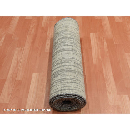 Modern and Contemporary Wool Hand Knotted Rug Grey No Border 2.6X12.6 -O075263