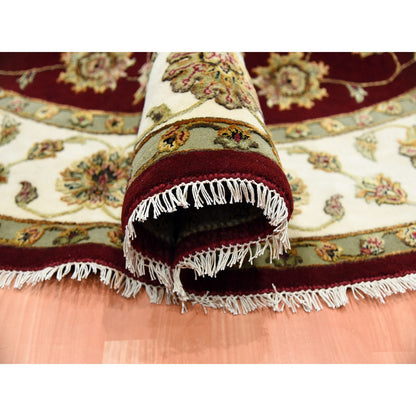 Rajasthan Wool & Silk Hand Knotted Rug Red Ivory 8.0X7.10 -O075273
