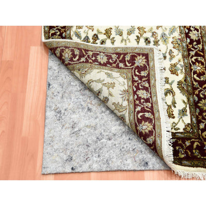 Rajasthan Wool & Silk Hand Knotted Rug Ivory Red 2.7X8.0 -O075275