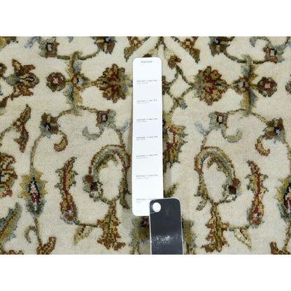 Rajasthan Wool & Silk Hand Knotted Rug Ivory Black 2.6X8.2 -O075277