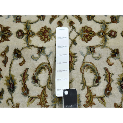 Rajasthan Wool & Silk Hand Knotted Rug Ivory Black 2.6X8.2 -O075278