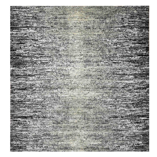 Modern and Contemporary Wool & Silk Hand Knotted Rug Black No Border 8.0X8.2 -O075283