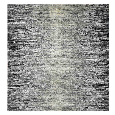 Modern and Contemporary Wool & Silk Hand Knotted Rug Black No Border 8.0X8.2 -O075283