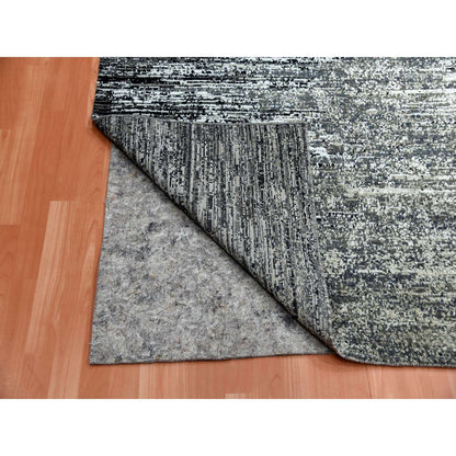 Modern and Contemporary Wool & Silk Hand Knotted Rug Black No Border 8.0X8.2 -O075283
