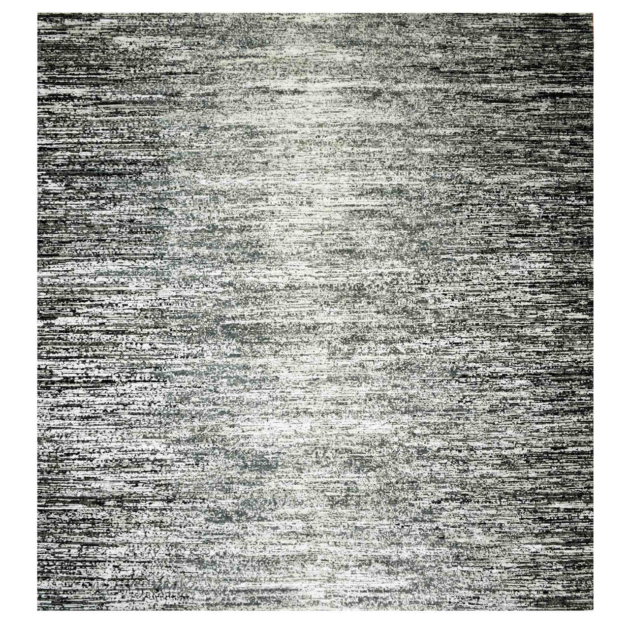 Black 6'0" x 6'1" Modern and Contemporary Hand knotted Wool/Silk Rug - Sku: O075284