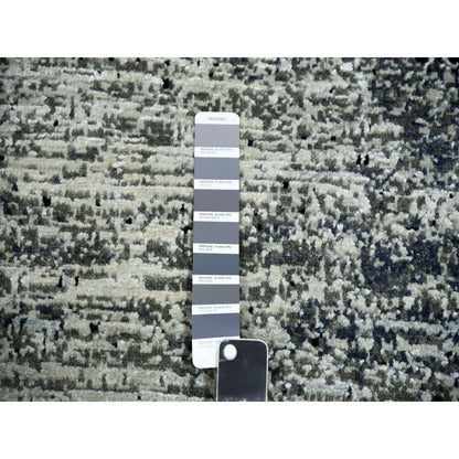 Modern and Contemporary Wool & Silk Hand Knotted Rug Black No Border 6.0X6.1 -O075284