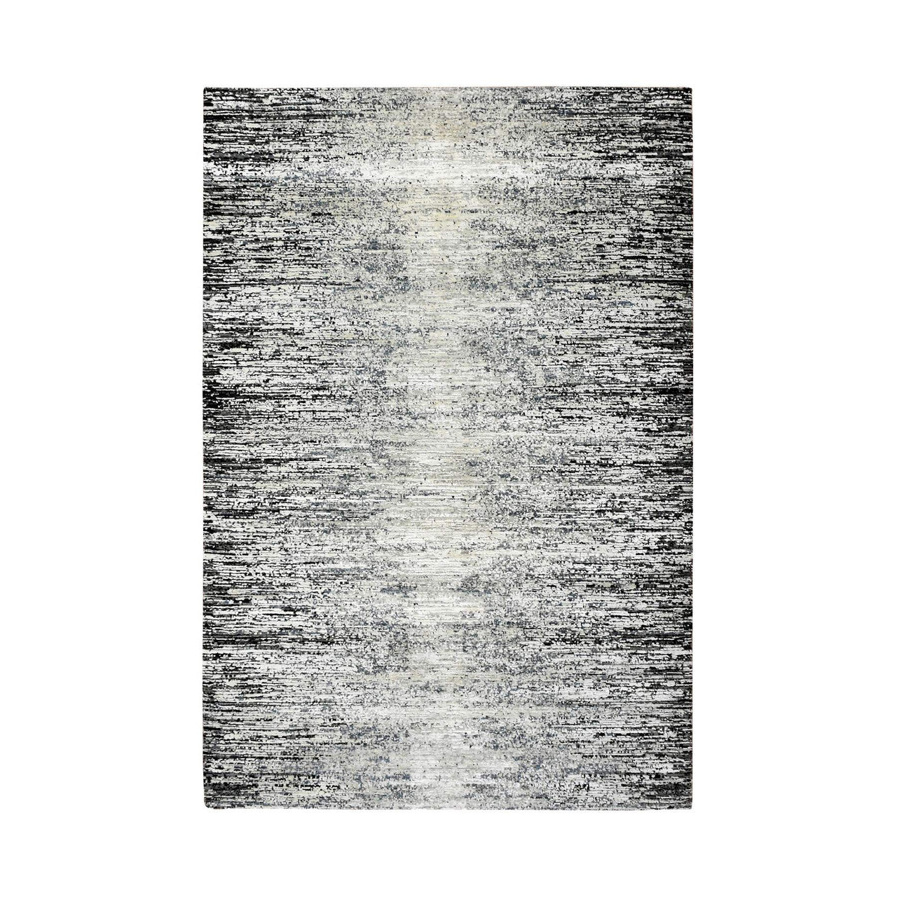Black 6'0" x 9'0" Modern and Contemporary Hand knotted Wool/Silk Rug - Sku: O075285