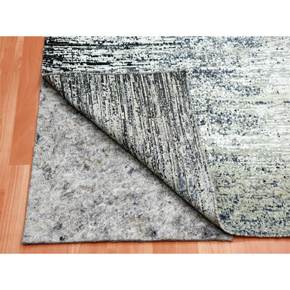 Modern and Contemporary Wool & Silk Hand Knotted Rug Black No Border 6.0X9.0 -O075285