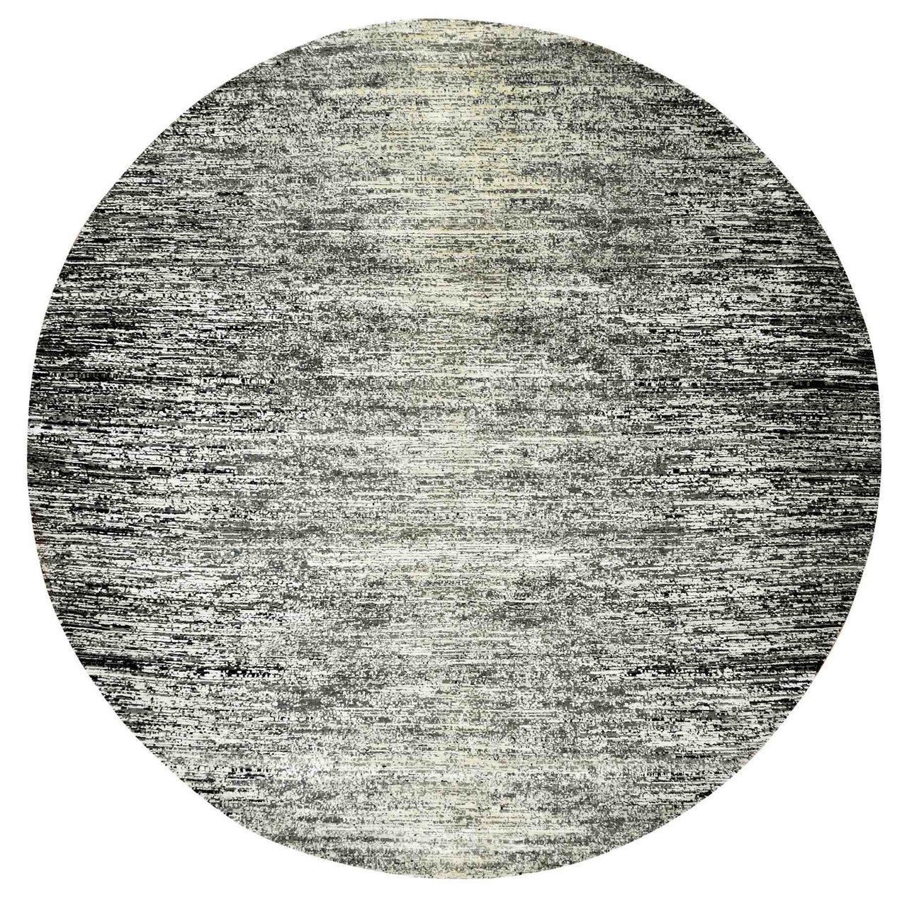 Black 10'0" x 10'0" Modern and Contemporary Hand knotted Wool/Silk Rug - Sku: O075286