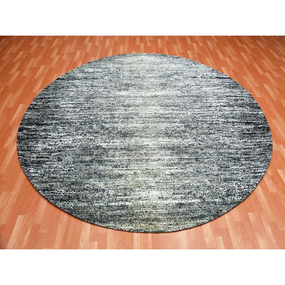 Modern and Contemporary Wool & Silk Hand Knotted Rug Black No Border 10.0X10.0 -O075286
