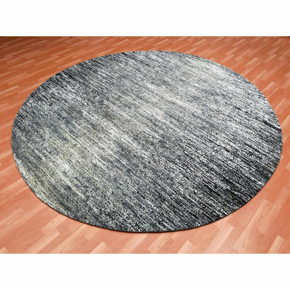 Modern and Contemporary Wool & Silk Hand Knotted Rug Black No Border 10.0X10.0 -O075286