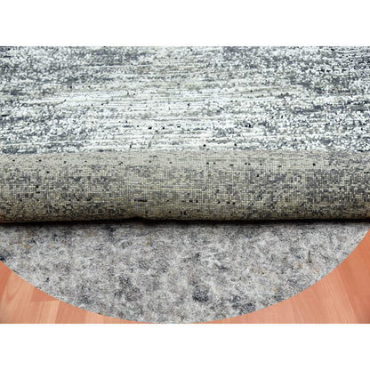 Modern and Contemporary Wool & Silk Hand Knotted Rug Black No Border 8.0X8.0 -O075287