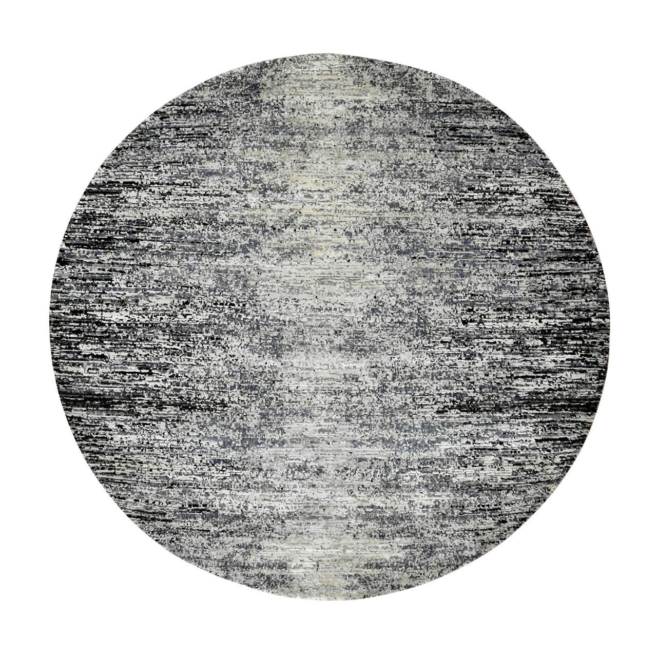Black 6'0" x 6'0" Modern and Contemporary Hand knotted Wool/Silk Rug - Sku: O075288