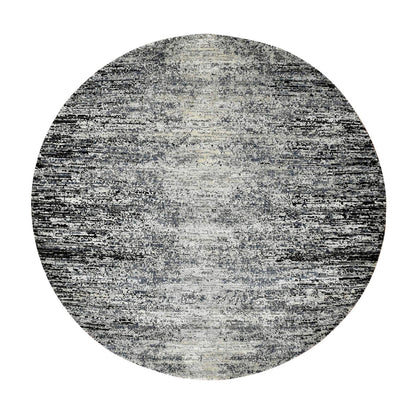 Modern and Contemporary Wool & Silk Hand Knotted Rug Black No Border 6.0X6.0 -O075288