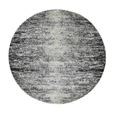 Modern and Contemporary Wool & Silk Hand Knotted Rug Black No Border 6.0X6.0 -O075288