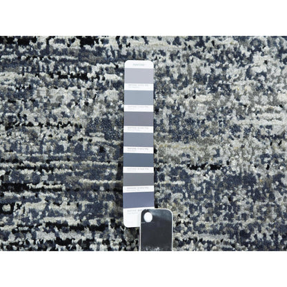Modern and Contemporary Wool & Silk Hand Knotted Rug Black No Border 6.0X6.0 -O075288
