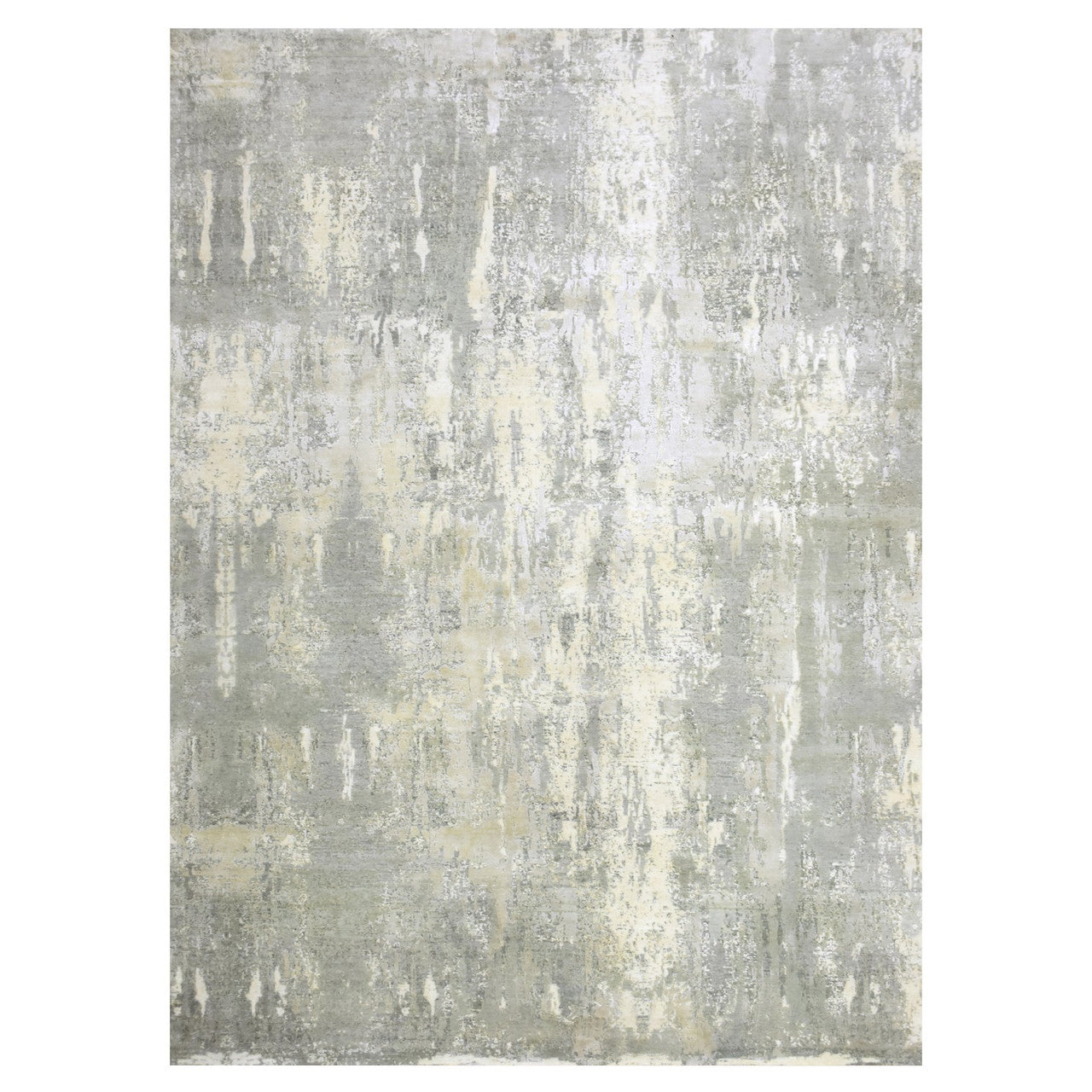 Gray 9'0" x 12'1" Modern and Contemporary Hand knotted Wool/Silk Rug - Sku: O075289