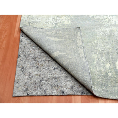 Modern and Contemporary Wool & Silk Hand Knotted Rug Grey No Border 9.0X12.1 -O075289