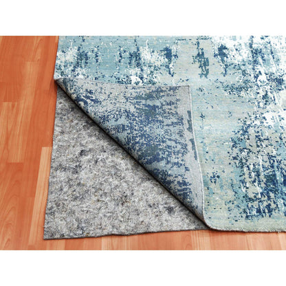 Modern and Contemporary Wool & Silk Hand Knotted Rug Blue No Border 10.1X10.0 -O075292
