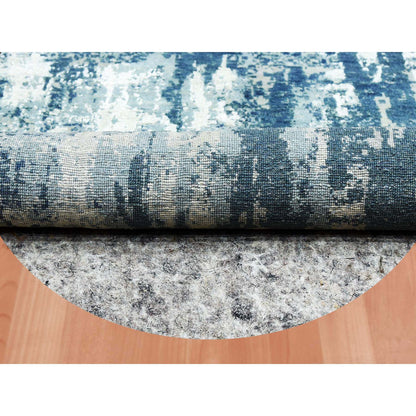 Modern and Contemporary Wool & Silk Hand Knotted Rug Blue No Border 7.1X7.1 -O075294