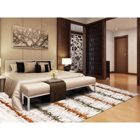 Modern and Contemporary Wool & Silk Hand Knotted Rug Orange No Border 8.10X11.10 -O075295