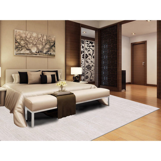 Modern and Contemporary Wool & Silk Hand Knotted Rug Ivory No Border 8.10X11.10 -O075298