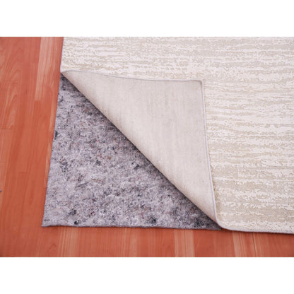 Modern and Contemporary Wool & Silk Hand Knotted Rug Ivory No Border 8.10X11.10 -O075298