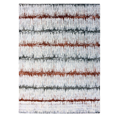 Modern and Contemporary Wool & Silk Hand Knotted Rug Grey No Border 10.2X13.11 -O075299