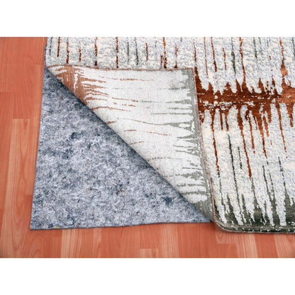 Modern and Contemporary Wool & Silk Hand Knotted Rug Grey No Border 10.2X13.11 -O075299