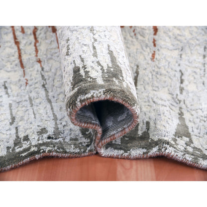 Modern and Contemporary Wool & Silk Hand Knotted Rug Grey No Border 10.2X13.11 -O075299