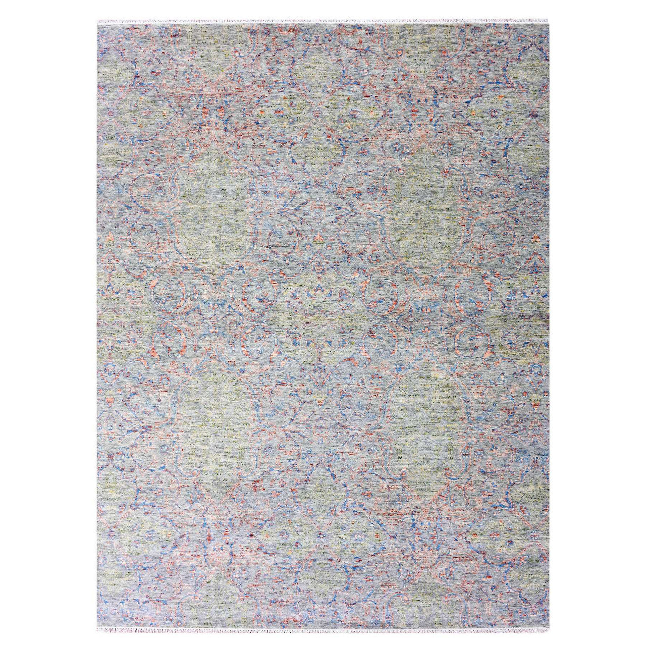 Gray 9'1" x 12'1" Oushak And Peshawar Hand knotted Wool Rug - Sku: O075303