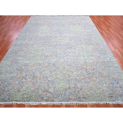 Oushak And Peshawar Wool Hand Knotted Rug Grey No Border 9.1X12.1 -O075303