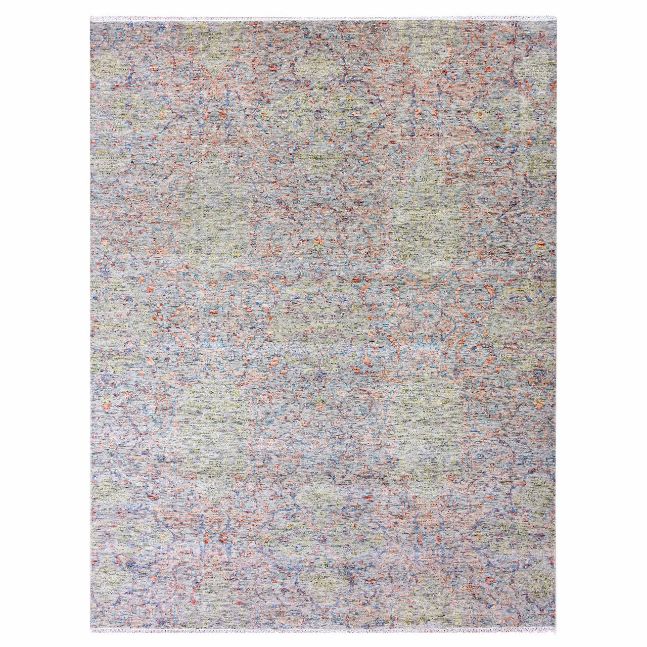 Gray 9'0" x 11'10" Oushak And Peshawar Hand knotted Wool Rug - Sku: O075305