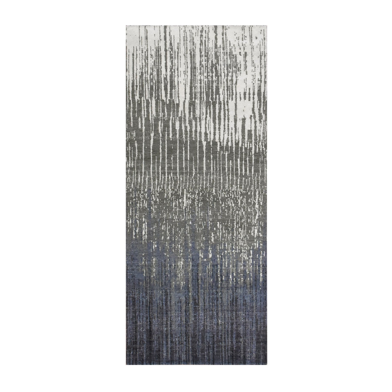 Gray 2'6" x 6'4" Modern and Contemporary Hand knotted Wool Rug - Sku: O075307