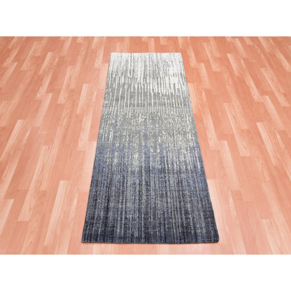 Modern and Contemporary Wool Hand Knotted Rug Grey No Border 2.6X6.4 -O075307