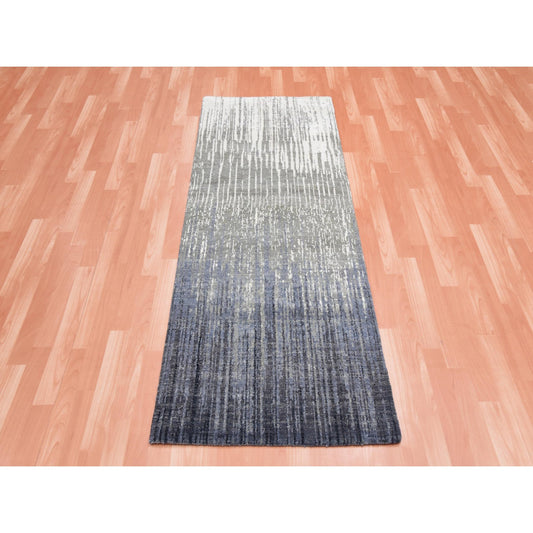 Modern and Contemporary Wool Hand Knotted Rug Grey No Border 2.6X6.4 -O075307