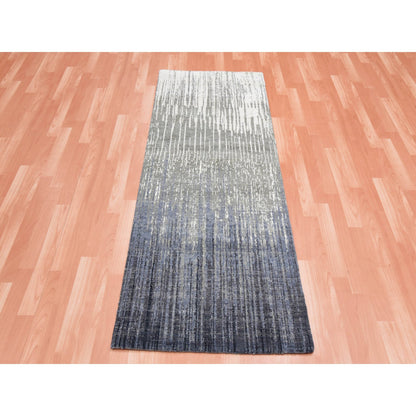 Modern and Contemporary Wool Hand Knotted Rug Grey No Border 2.6X6.3 -O075308