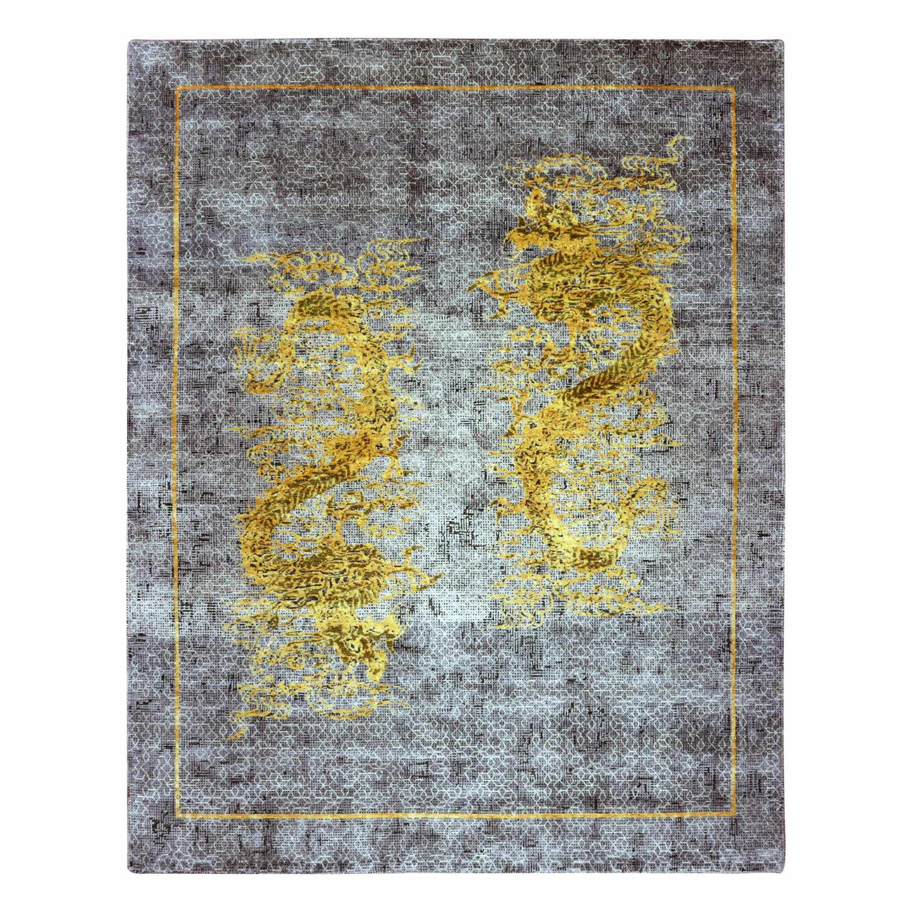 Fine Oriental Wool & Silk Hand Knotted Rug Grey Gray 8.0X10.3 -O075315