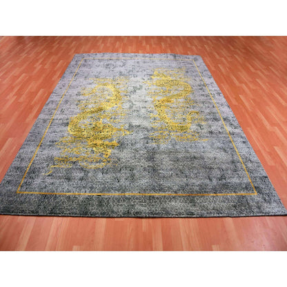 Fine Oriental Wool & Silk Hand Knotted Rug Grey Gray 8.0X10.3 -O075315