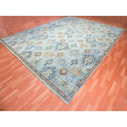 Oushak And Peshawar Wool Hand Knotted Rug Blue No Border 12.0X15.2 -O075317