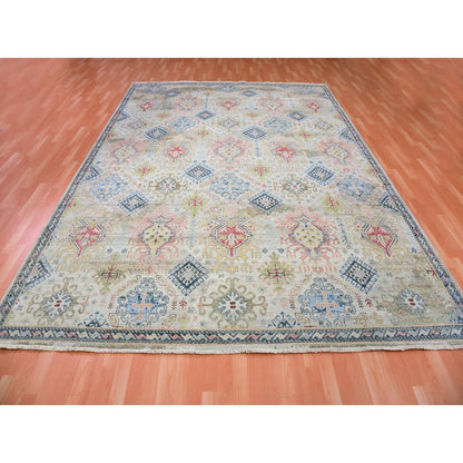 Oushak And Peshawar Wool Hand Knotted Rug Ivory No Border 8.11X12.0 -O075322