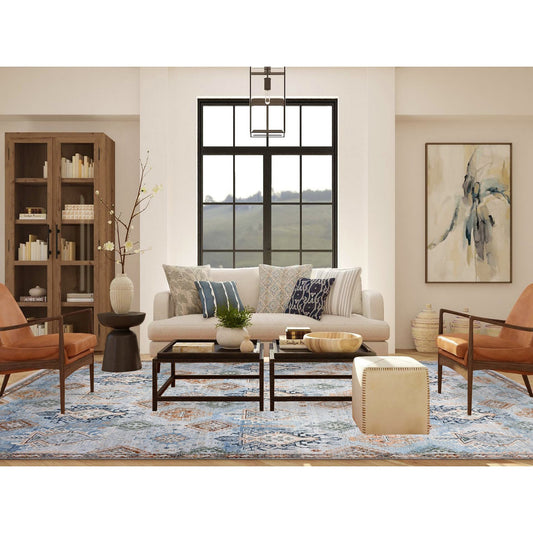 Oushak And Peshawar Wool Hand Knotted Rug Blue No Border 9.0X11.10 -O075323