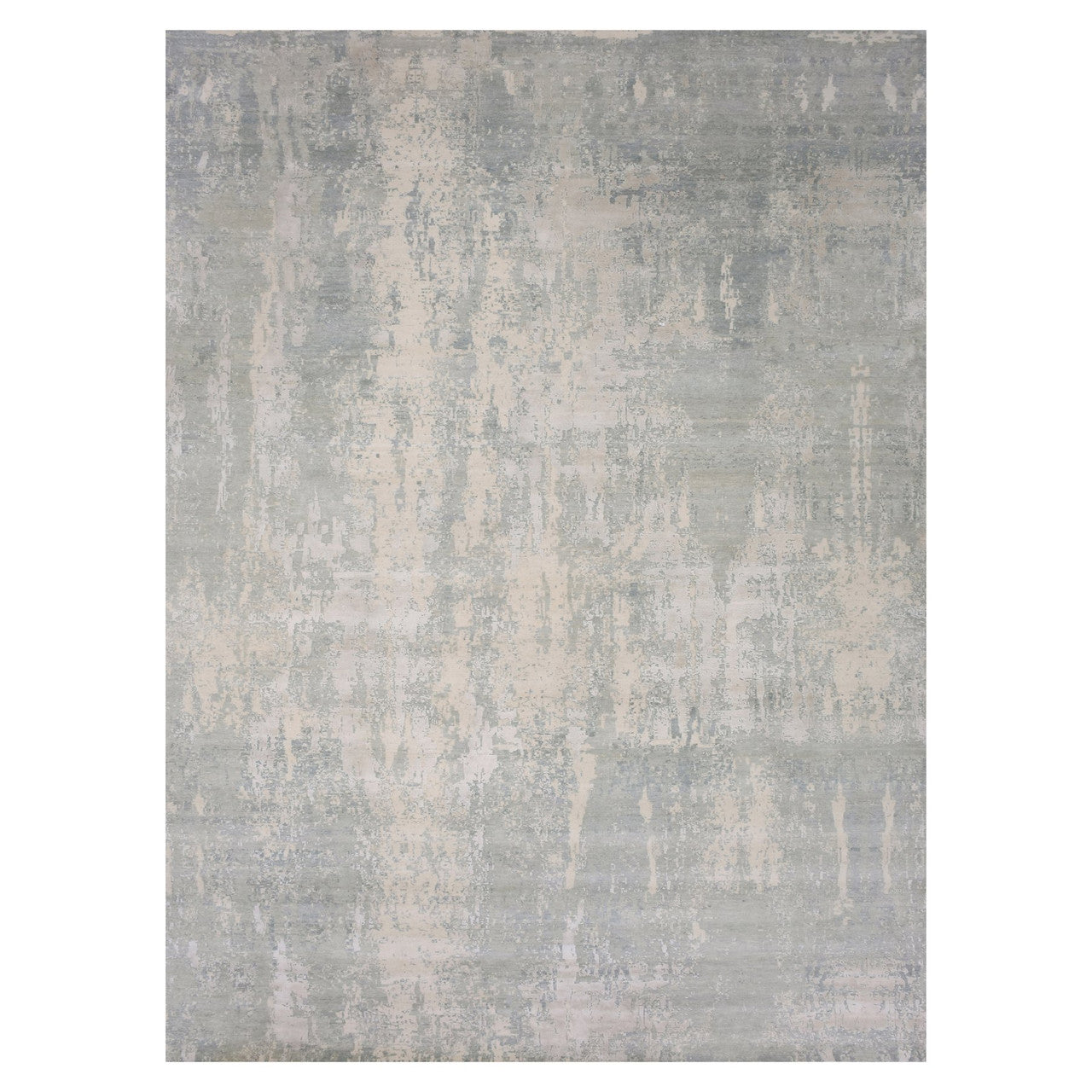 Gray 12'0" x 15'6" Modern and Contemporary Hand knotted Wool/Silk Rug - Sku: O075331