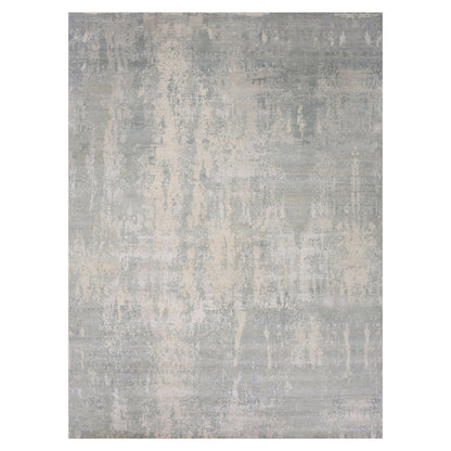 Modern and Contemporary Wool & Silk Hand Knotted Rug Grey No Border 12.0X15.6 -O075331