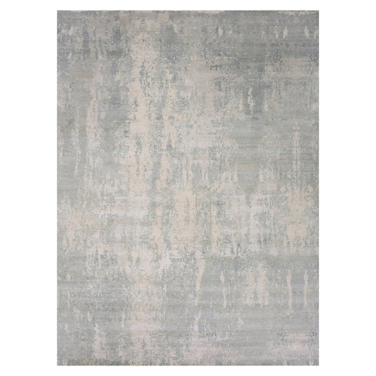 Modern and Contemporary Wool & Silk Hand Knotted Rug Grey No Border 12.0X15.6 -O075331