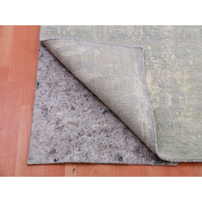 Modern and Contemporary Wool & Silk Hand Knotted Rug Grey No Border 12.0X15.6 -O075331