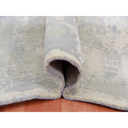 Modern and Contemporary Wool & Silk Hand Knotted Rug Grey No Border 12.0X15.6 -O075331