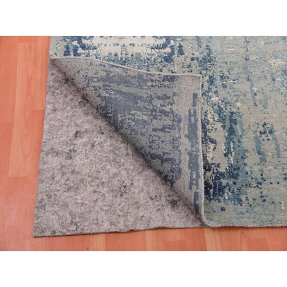 Modern and Contemporary Wool & Silk Hand Knotted Rug Blue No Border 11.11X12.0 -O075333